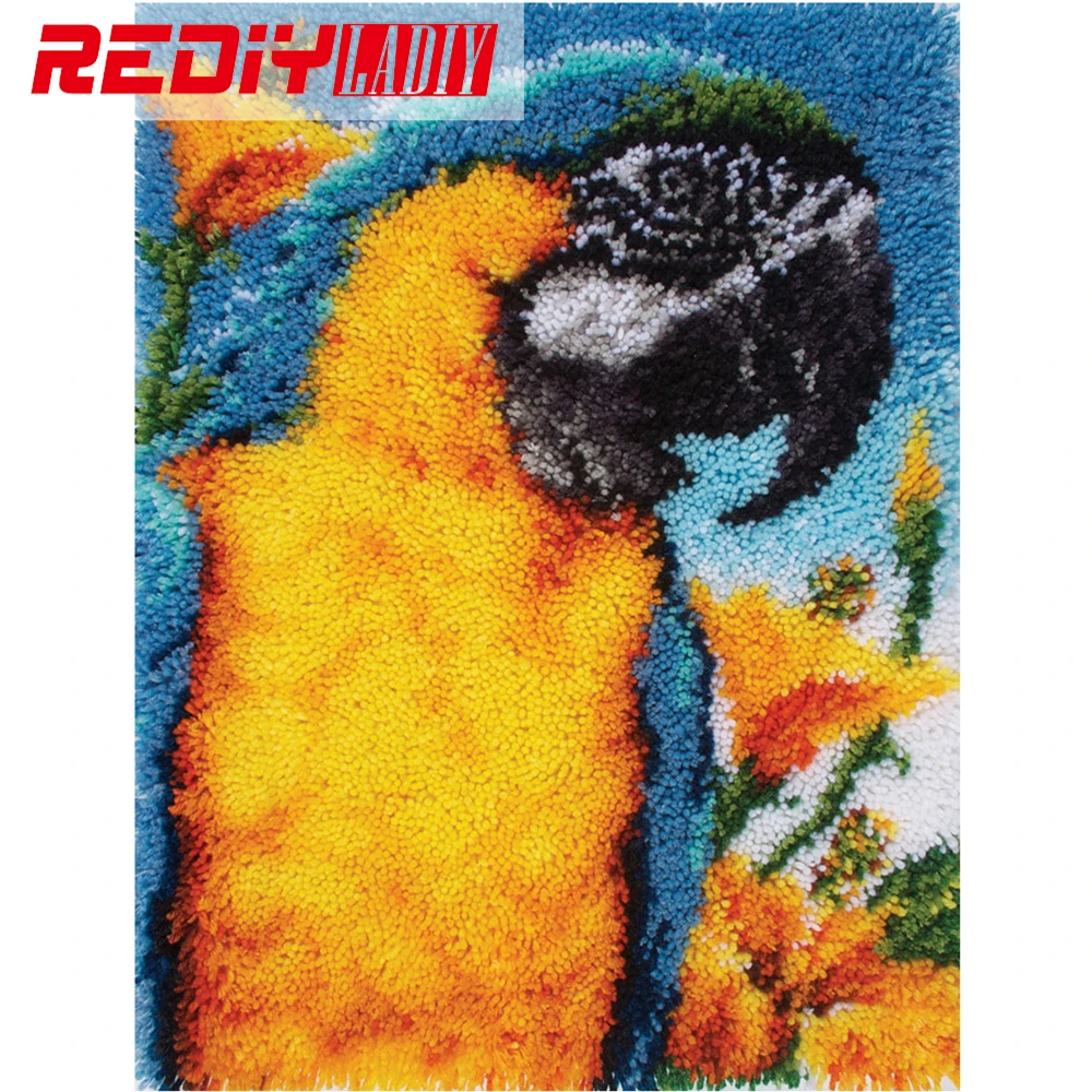 REDIY LADIY Latch Hook Rug Floor Mat Wall Tapestry Pre Printed Canvas