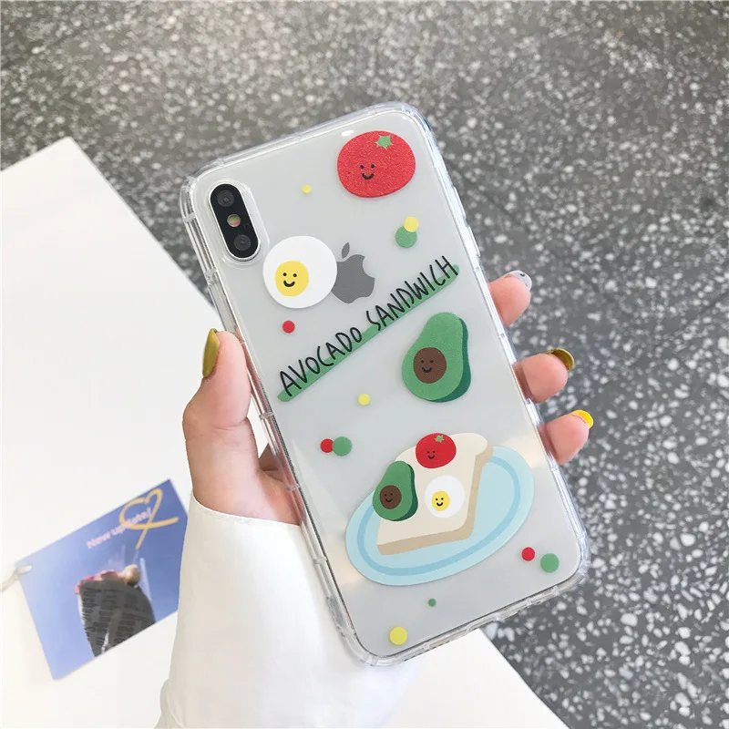 

2019 Nice Transparent Avocado Fruit Case For iPhone 6 6S 7 8 6S Plus 7Plus 8Plus X XS MAX XR Soft Case For iPhone X 7 Cover