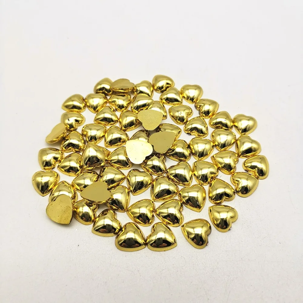 

100pcs 10mm Silver Gold Shiny Heart Flatbacks Cabochons Embellishments DIY Crafts Decorations Scrapbook Christmas Cardmaking
