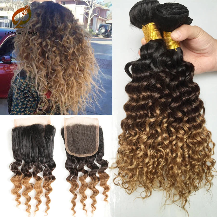 

8a ombre peruvian virgin hair deep curly hair 3 bundles ombre peruvian deep wave with closure human hair peruvian ombre weave