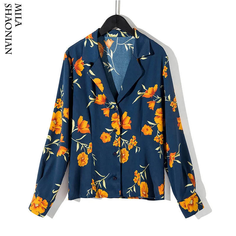 

V-Neck Black Flower Pattern Womens Blouses Long Sleeve Loose Streetwear Shirts Ladies Harajuku Female Blusas 2019 Spring Autumn