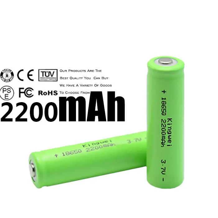 100 шт./лот kingwei 2200 мАч 18650 Батареи 3.7 В Перезаряжаемые Bateria для лазерной ручки фонарик PowerBank фар Факел