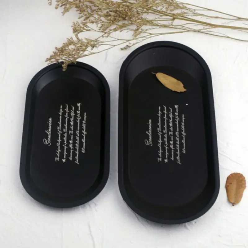 

Serving tray Fruit Plate Small Items Jewelry PlateCosmetic Display Tray Black Stainless Steel Kitchen Storage Tray Plates