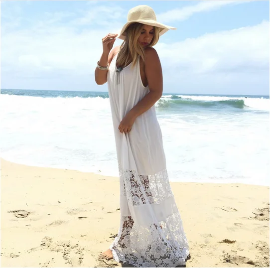 Летнее женское пляжное Мини белое платье с коротким рукавом Кружевное с цветочными мотивами открытые однотонные пляжные платья