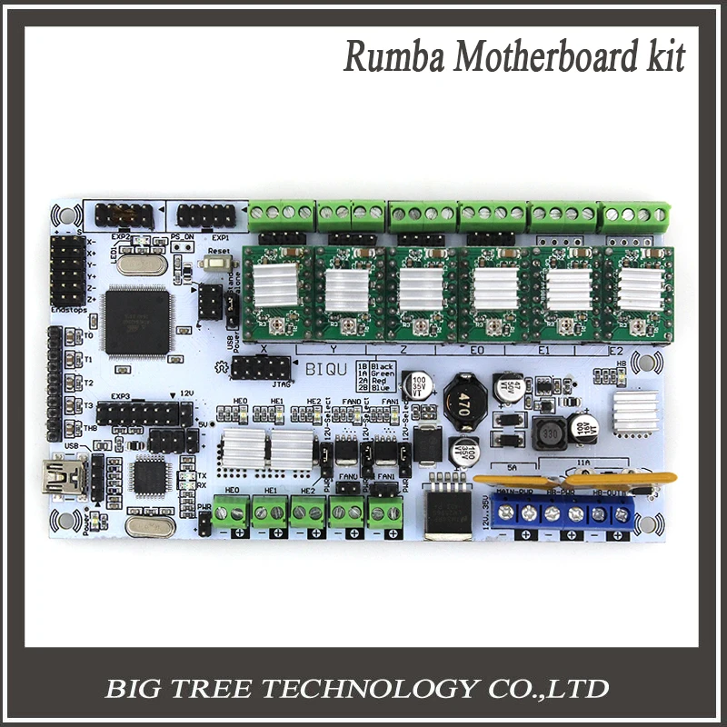 Free Shipping 3D Printer Start Kits Mother Board BIQU Rumba Board With 6pcs A4988 Stepper Driver