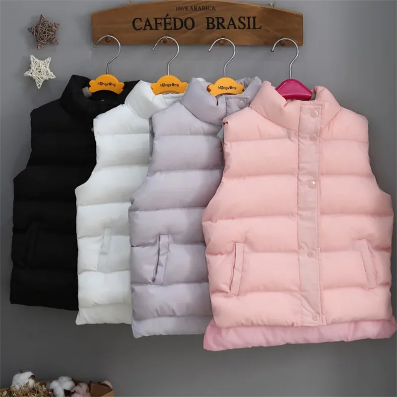 

Winter Autumn Kids Coats Children Down Cotton Warm Vest Baby Girls Boys Sweet Solid Waistcoat Teenage Outerwears Clothing P186