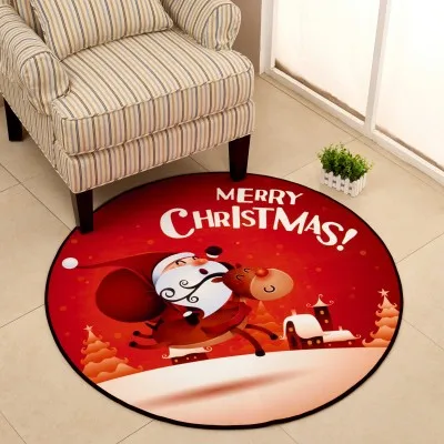 

Christmas Gift Round Carpet Mat Christmas Decorative Round Rug Simple Style Round Carpet Kids Rug for Bedroom Baby Crawling Mat