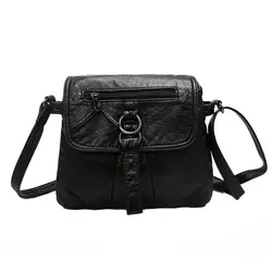 Женский мешочек в простом стиле мягкие waterwashed кожаные модные сумка старинные сумка черный chuntit88