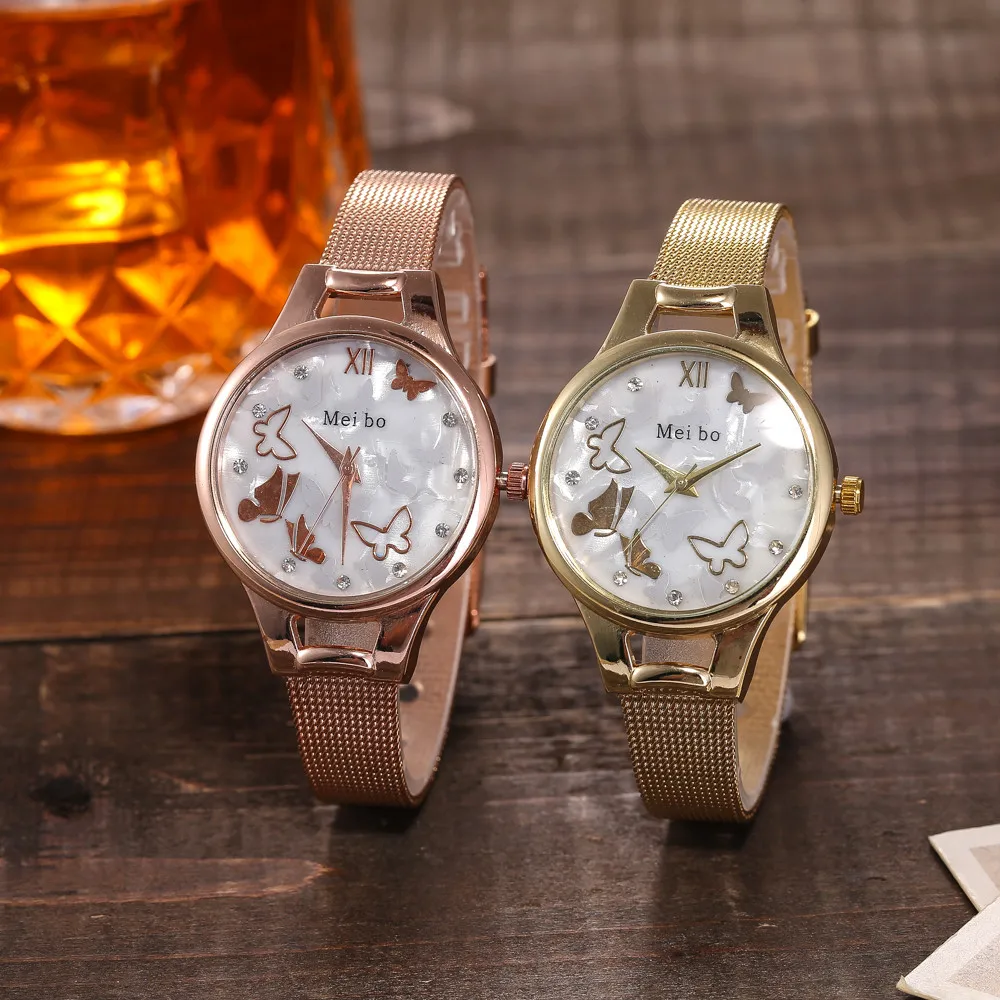 

MEIBO watch women Quartz Stainless Steel Butterfly Watch Analog Wrist Watch top brand luxury Elegant montre femme 2018 #TX4