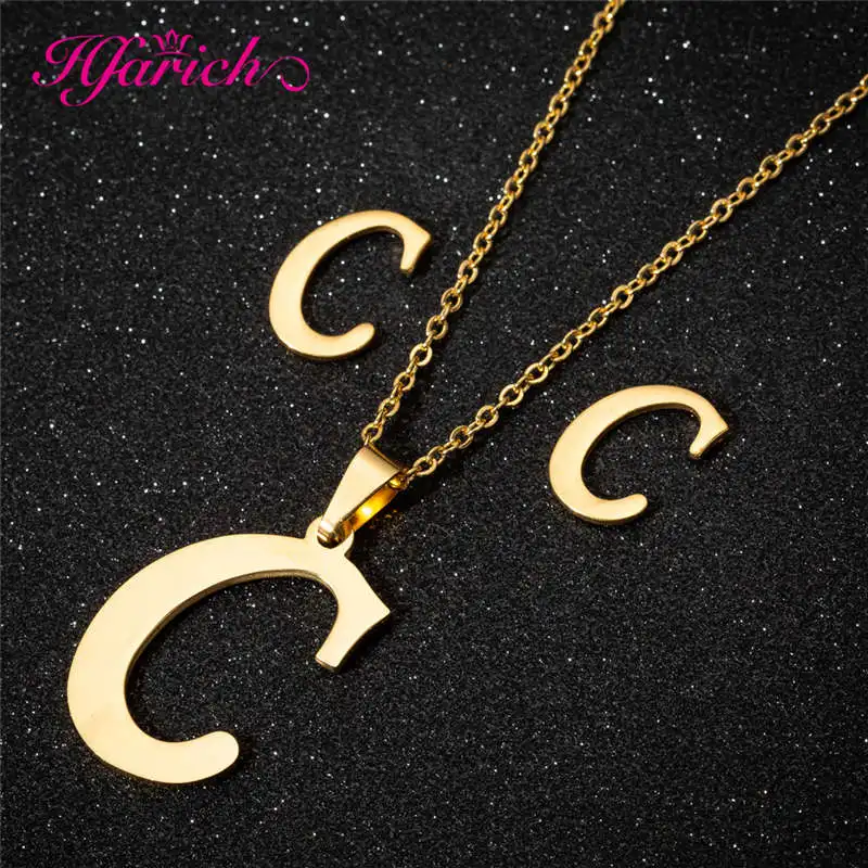 

Hfarich Customized Letter Necklace Long Chain Simple A-Z Alphabet Necklaces Set Jewelry Necklace for Girls bijoux