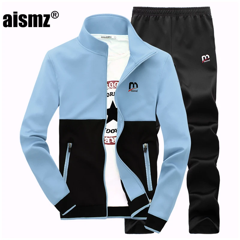 Aismz Новая мода весна осень мужской спортивный костюм толстовки+ брюки спортивный костюм комплект из двух предметов спортивный костюм набор для мужчин одежда
