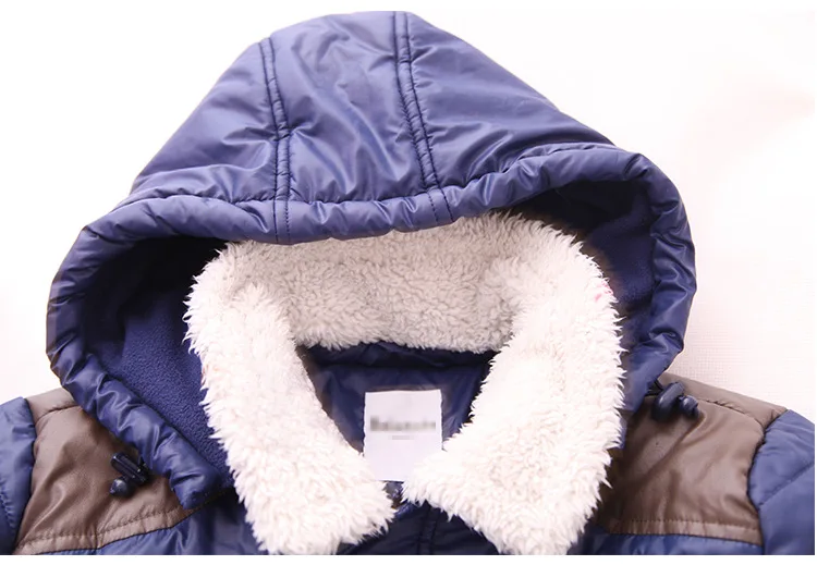 Новая зимняя куртка для мальчиков детские с капюшоном Хлопок Костюмы Перо шить утолщение