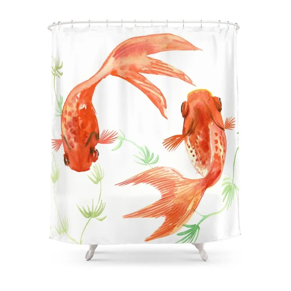 Koi Fish, Feng Shui, Goldfish Art, Two Fish, Shower Curtain Polyester