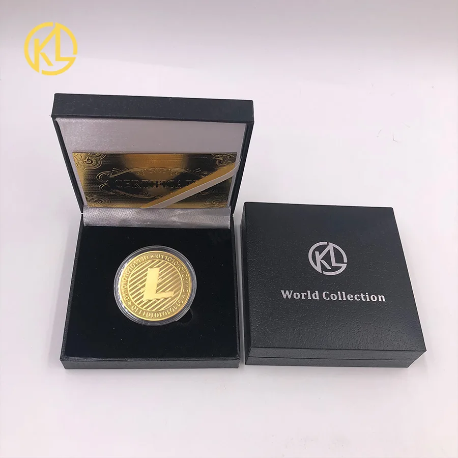 

HOT CO016 Gold Plated One Litecoin Coin BTC Ripple Bitcoin Cryptocurrency Metal Commemoration Coin with nice gift box and COA
