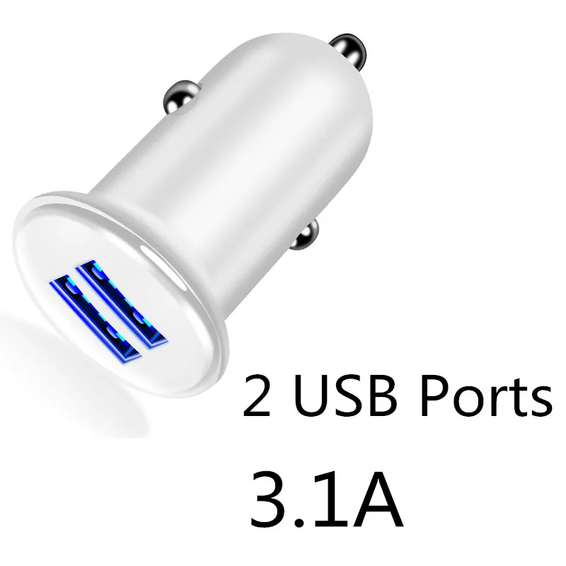 QC3.0 мини USB Автомобильное зарядное устройство для мобильного телефона планшета gps 3.1A быстрое зарядное устройство автомобильное зарядное устройство 2 порта USB автомобильный адаптер зарядного устройства для телефона в автомобиле - Тип штекера: 3.1A White