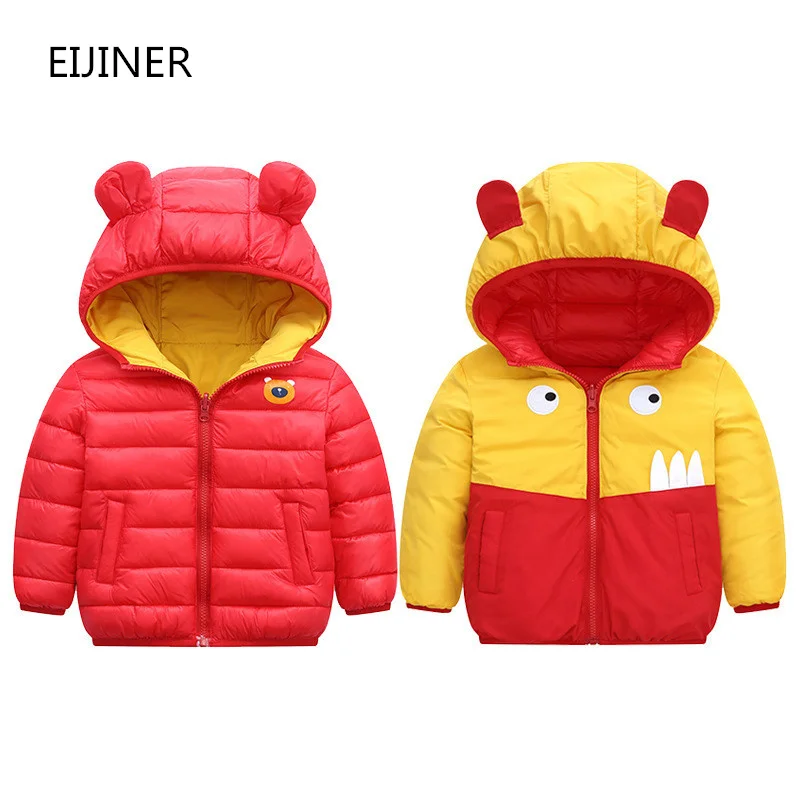

Cartoon Kids Coats Jackets Cotton Down Children Winter Parkas Outerwear Coats Baby Boys and Girls Zipper Jacket