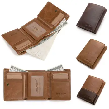 

Men's Leather Tri-fold ID Card Holder Purse Wallet Billfold Handbag Slim Clutch