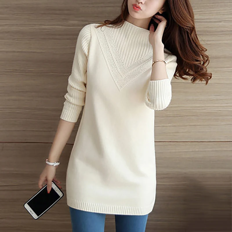 

2019 women knitted sweater Autumn winter Fashion Long Sleeve Pullover casual Turtleneck cashmere Elasticity sweater Female Tops