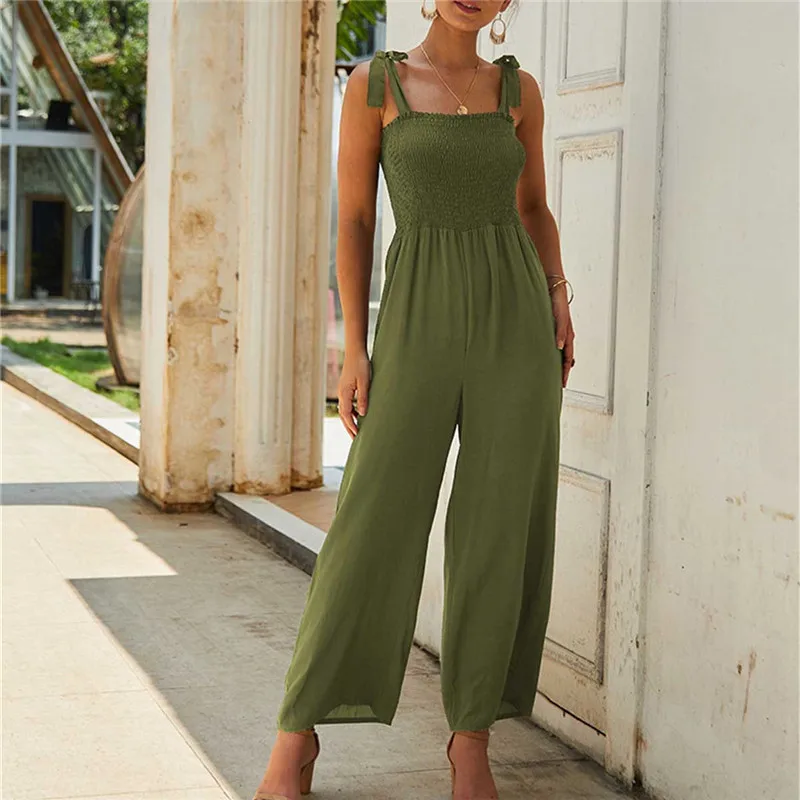 

Spaghetti Strap Rompers Womens Jumpsuit Elastic Tube Sleeveless Wide Leg Jumpsuit Elegant Evening Party High Waist Long Romper