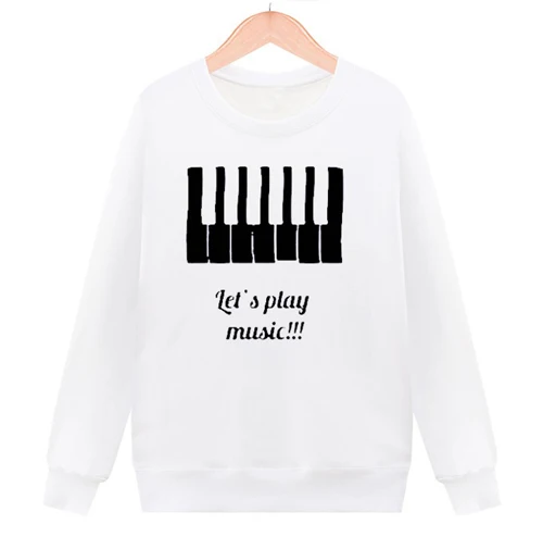

sweatshirt piano let's play music pullovers Unisex High Quality long sleeve crewneck hot sale letter print graphic youth Hoodies