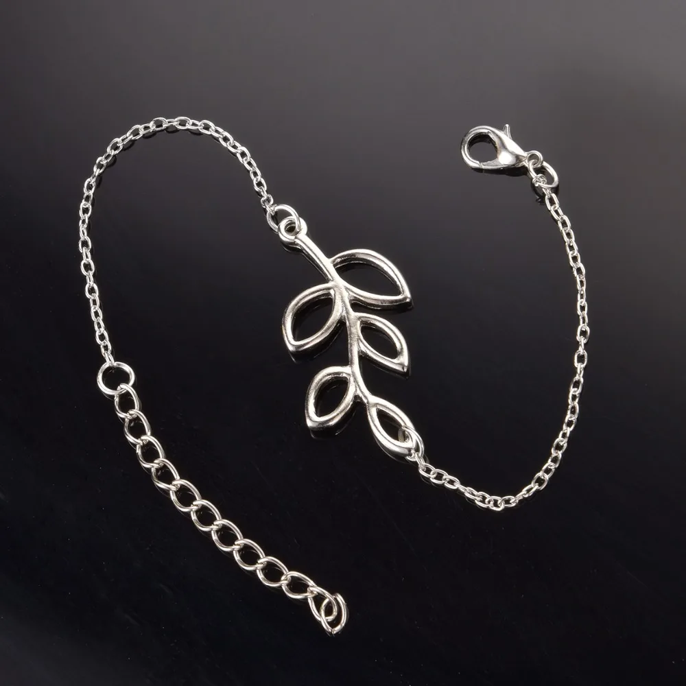 

Silver Color Leaf Bracelets For Women Silver Bracelets Chain Bangles Fashion Jewelry Summer Style Gift ns230