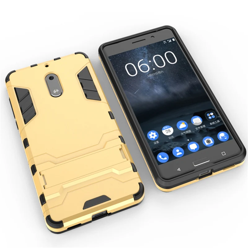 2 in 1 Hard PC+Soft Silicone TPU Rugged Rubber Kickstand Case For Nokia 6 Six Matte Armor Shockproof Phone Holder Cover Shell (21)