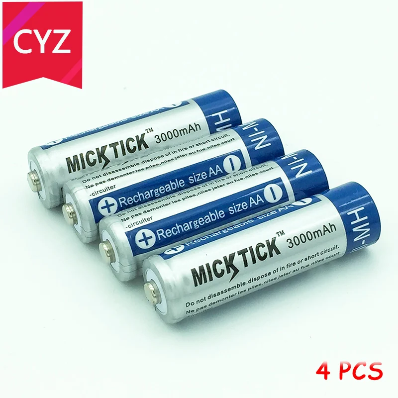 4 шт. MICKTICK 3000mah перезаряжаемая AA 5# батарея 1,2 V 2a Ni-MH батареи большой емкости камеры игрушки переработка батареи