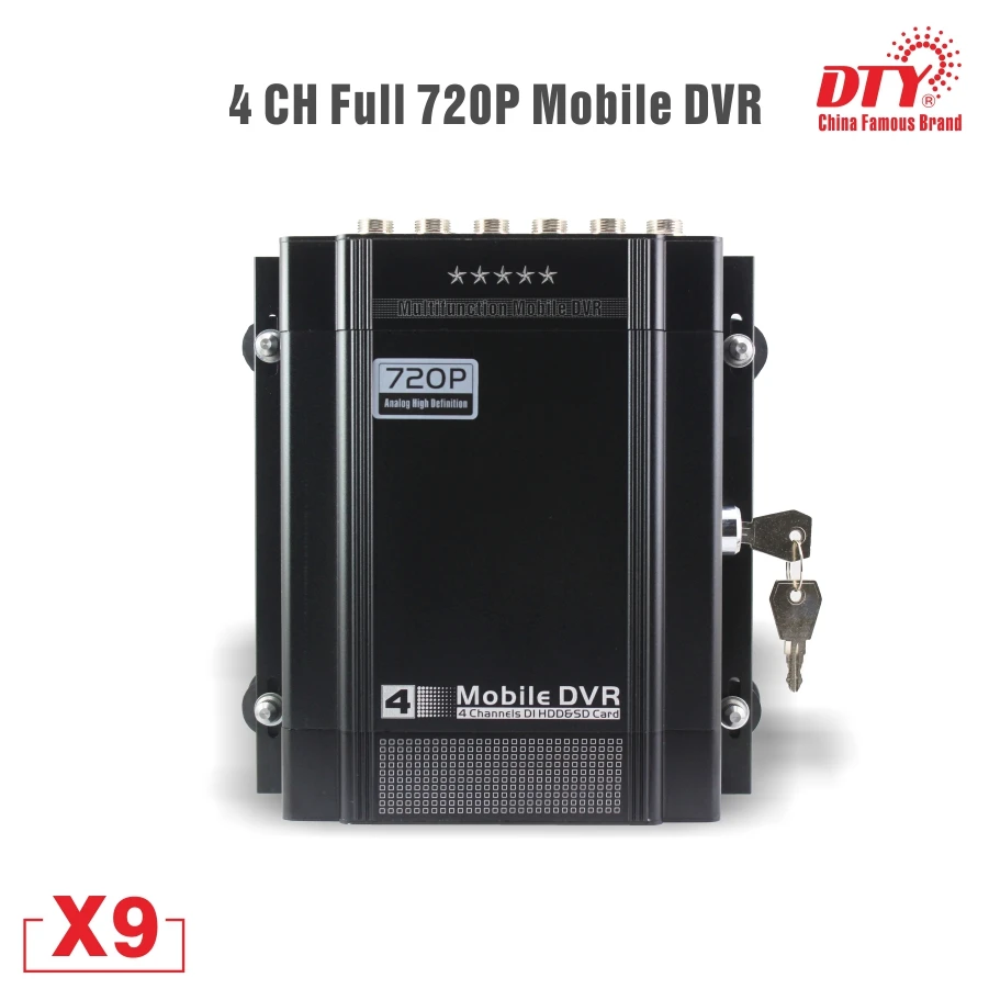 X9 (базовая модель), 4ch экономичный AHD 720P HDD и sd-карта Мобильный dvr для транспортных средств, автономная версия, без сети