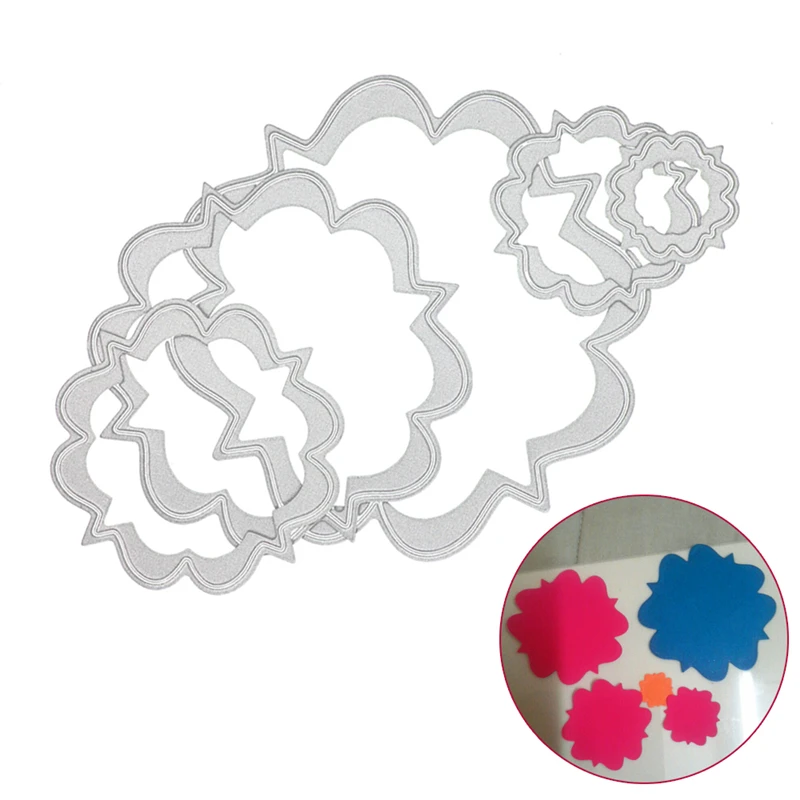 

5pcs Round Circle/Rectangle Frame Metal Cutting Dies Stencils for DIY Scrapbooking Cards Photo Album Decorative Embossing Folder