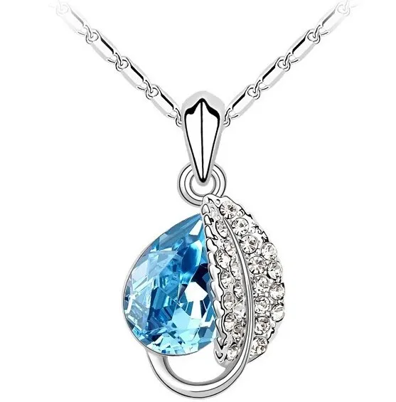 

2019 The New Fashion Korea Acacia Leaf Green Crystal Jewelry Bridal Wedding Necklace Retro Necklace For Ladies' Gifts
