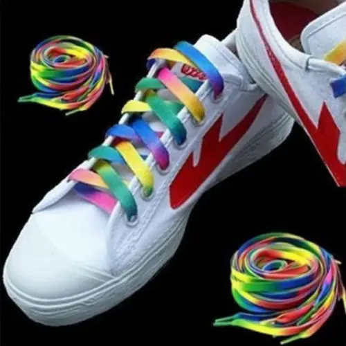 

2pairs 4PC Rainbow Flat Canvas Athletic Shoelace Sport Sneaker Shoe Laces Boots Strings