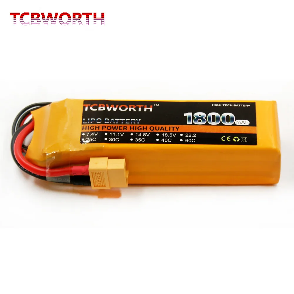 

TCBWORTH 3S RC LiPo battery 3S 11.1V 1800mAh 60C Rechargeable Cell For RC Helicopter Airplane Car Boat Quadrotor 3S LiPo battery