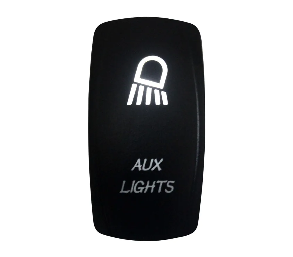 Dc12v 24v Marine Grade Aux Lights Rocker Switch White Led
