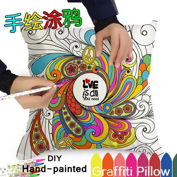 

Graffiti Creative Pillow Cases Cover Decorative Pillowcase Drawing Diy Style Square Animal Series Pattern