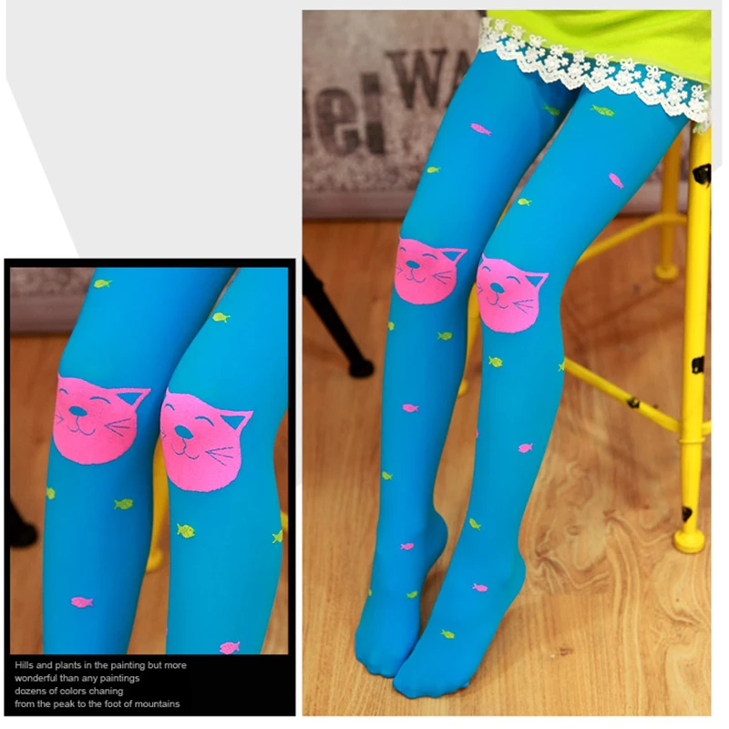 TiXI-Collants en Velours pour Fille, Couleurs Bonbons, Mignon, Chat, Poisson, Bébé, Enfant, Nouvelle Collection Automne, Haute Qualité