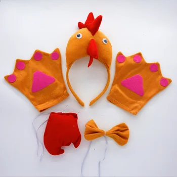

Animal Farm Chicken Headband Bow Tie Tail Paws Gloves Cosplay Set Children Boy Girl Performance Props Party Gift Christmas