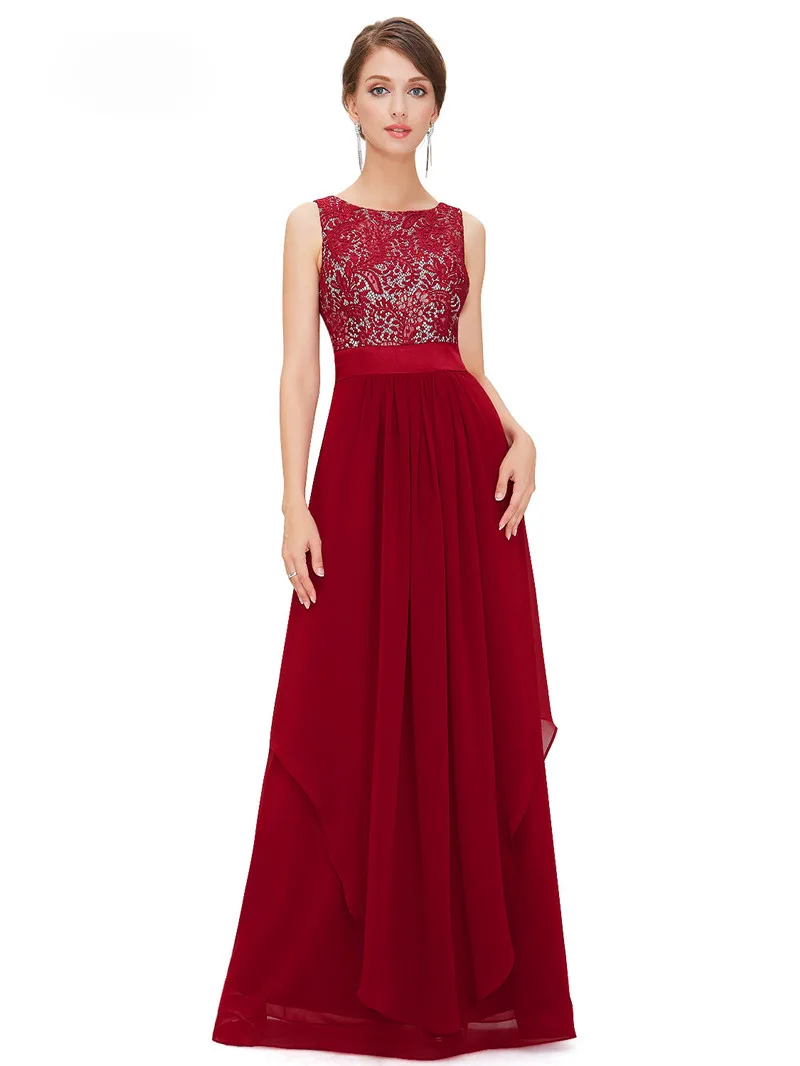 

BONJEAN 2019Summer new women's dress lace stitching deep V backless sexy dress mopping big swing party lady's elegant lace lace