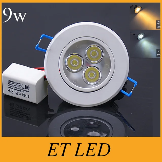 20pcs 9w led downlights dimmable led bulbs ac90 260v or 12v led