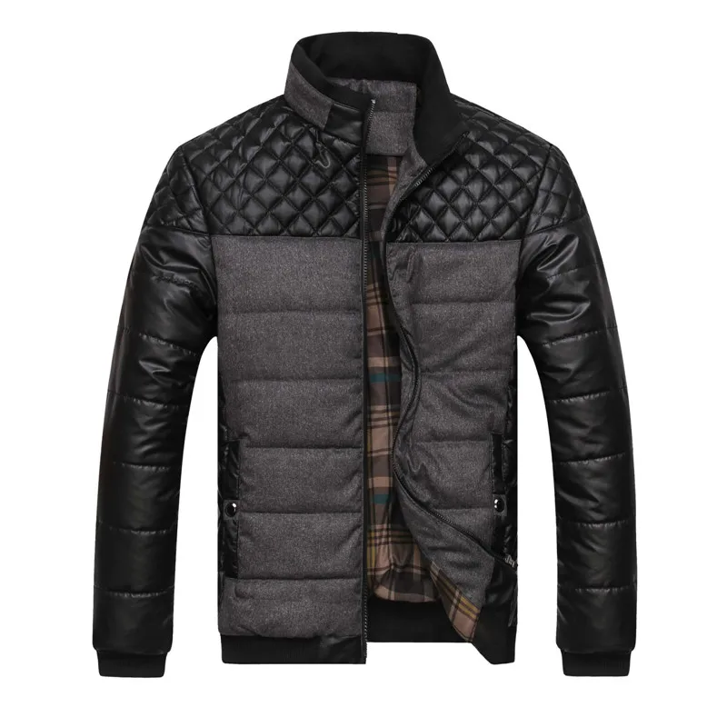 Брендовые мужские куртки и пальто 4XL из искусственной кожи в стиле пэчворк