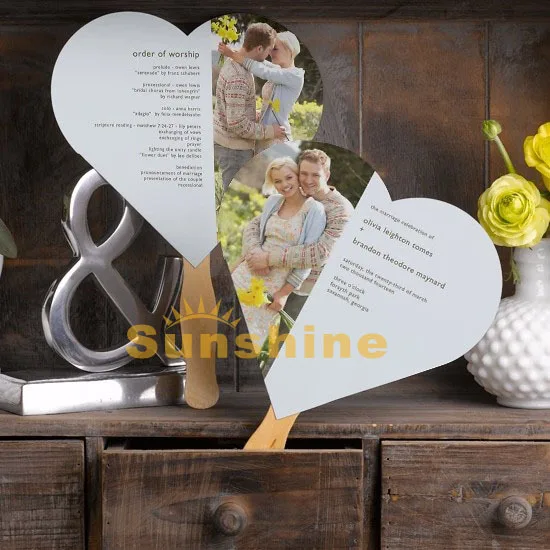 Heart Custom Wedding Programs Fans Handmade Party Engagement