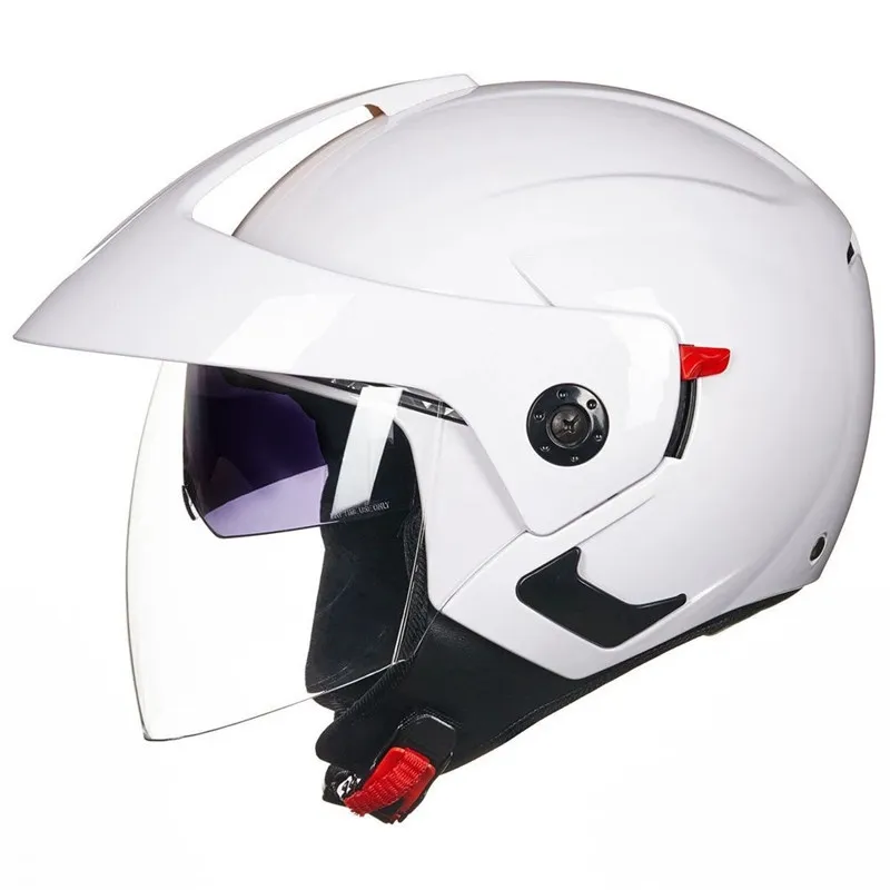 

Men Motorcycle Half Dual Lens Scooter Moto Helmet Casco Vespa Village Riding Capacete De Moto Motocross Helmets White L 59 60cm