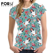 FORUDESIGNS/женская футболка с принтом «грубая кайма колли», женская футболка с изображением цветов и забавной собаки для девочек-подростков, милая одежда
