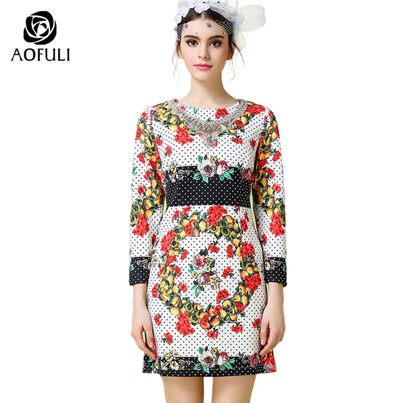 Размеры S/M/L/XL женские платья с цветочным принтом Sicily брендовые весенне-осенние