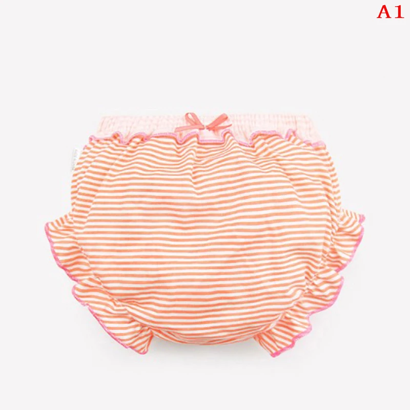 1PCS Cute Stripe Dots Ruffle Panties Kids Girl Infant Baby Cotton Underwear For 0-2T Children Gifts 4 Styles
