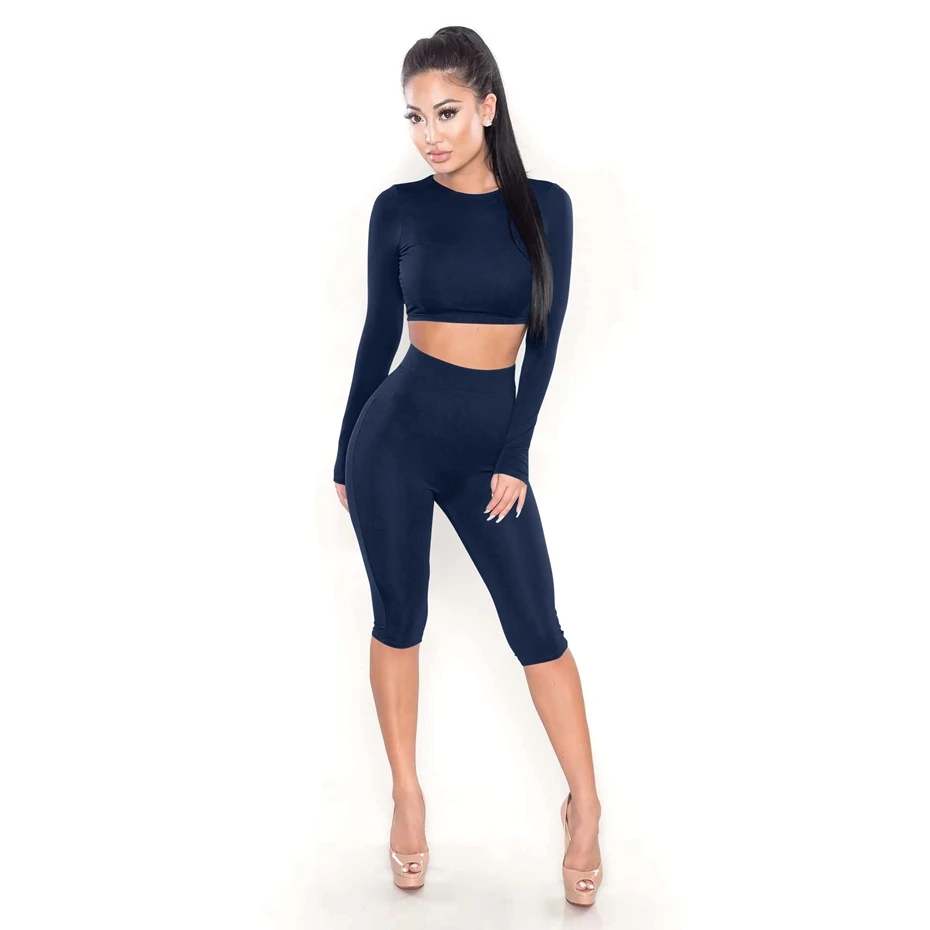 HAOYUAN 2 قطعة مجموعة النساء مثير طويل كم أعلى + السائق السراويل بذلة رياضية Bodycon رياضية عارضة قطعتين تتسابق جرزاية HAOYUAN 2 قطعة مجموعة النساء مثير طويل كم أعلى + السائق السراويل بذلة رياضية Bodycon رياضية عارضة قطعتين تتسابق جرزاية