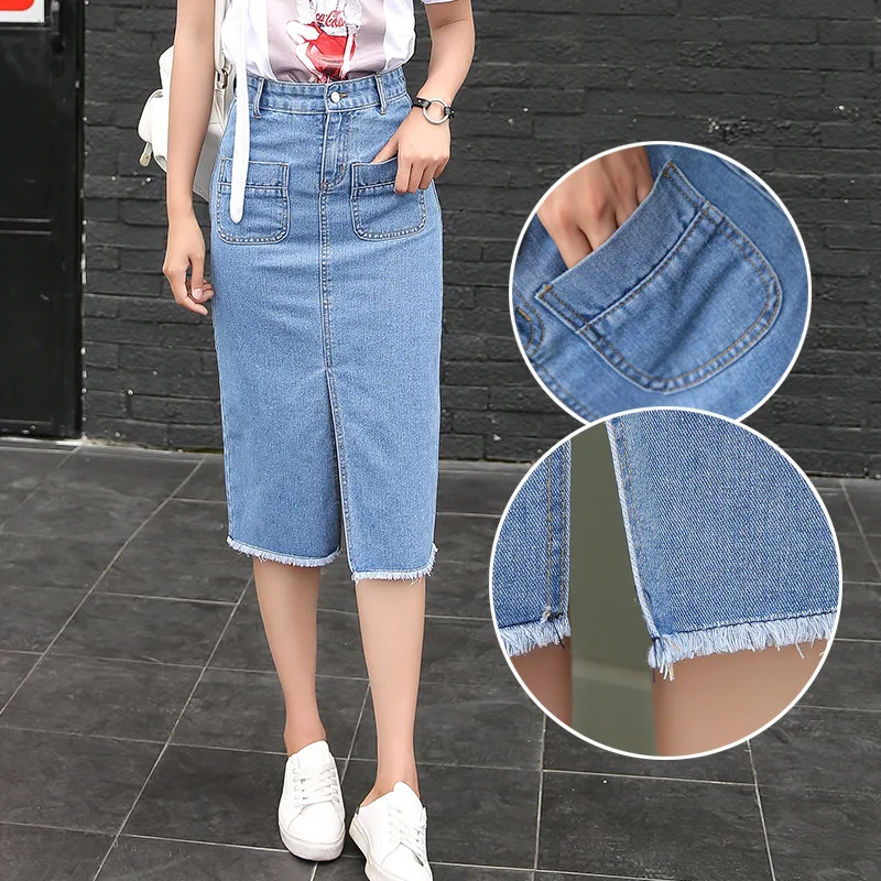Женская обтягивающая юбка длинные джинсы с разрезом 2019|long skirt|denim skirthip skirt |