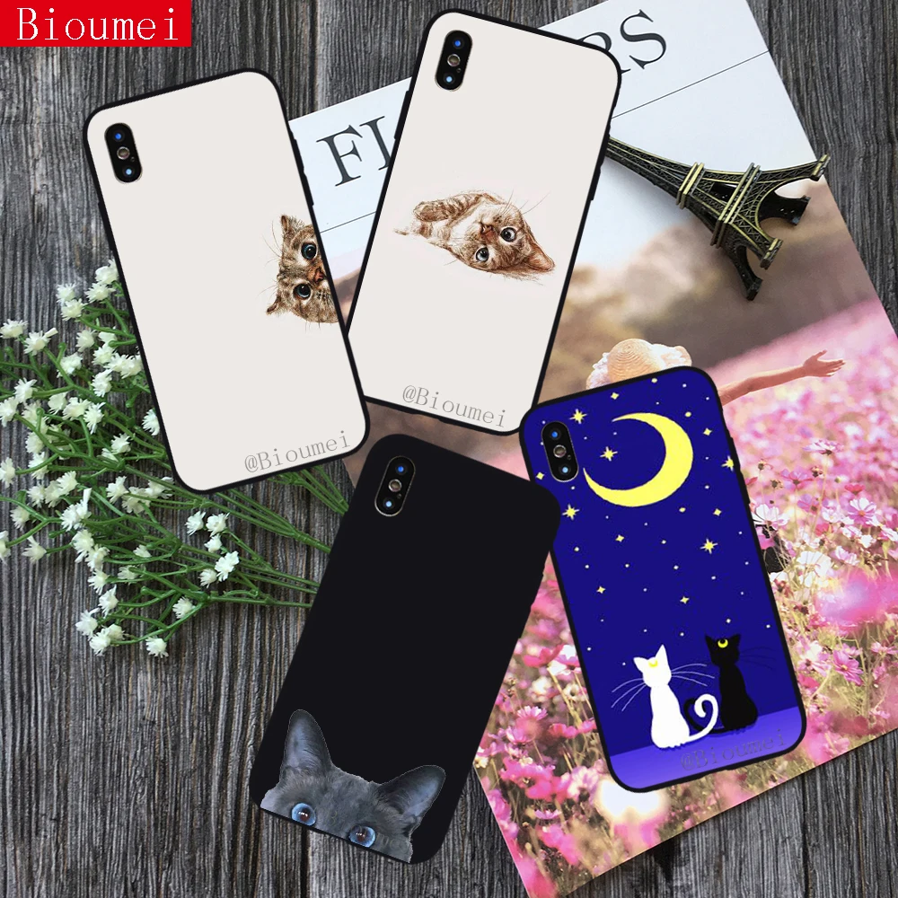 

Bioumei cartoon moon cat wallpapers Soft TPU Case for iphone XS XR XS Max Cover Case for iphone X XS 5 6 6S 7 8 Plus case 17
