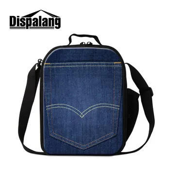 

Dispalang Portable Insulated Small lunch Bag Denim Pocket Pattern Thermal Food Picnic Bags For Women Kids Cooler Lunch Bag Tote