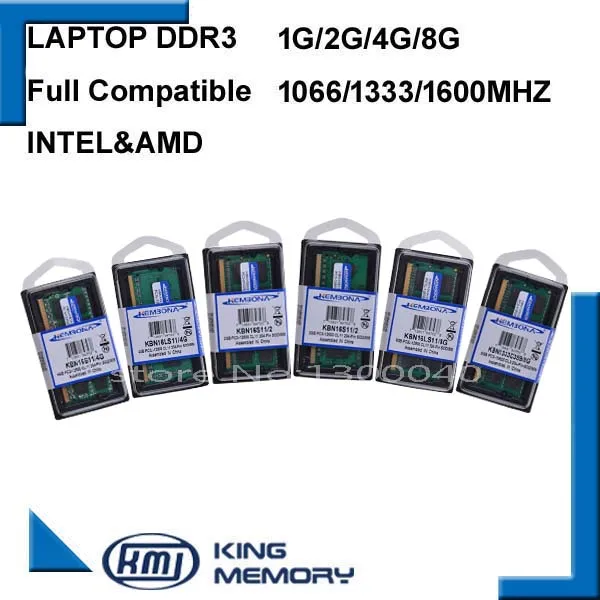 Kembona sodimm ОЗУ память ноутбук DDR3 2 GB 4 GB 8 GB DDR3 PC3 8500 1066 MHz DDR3 PC3 10600 1333 Mhz DDR3 PC3 12800 1600 MHz 204pin