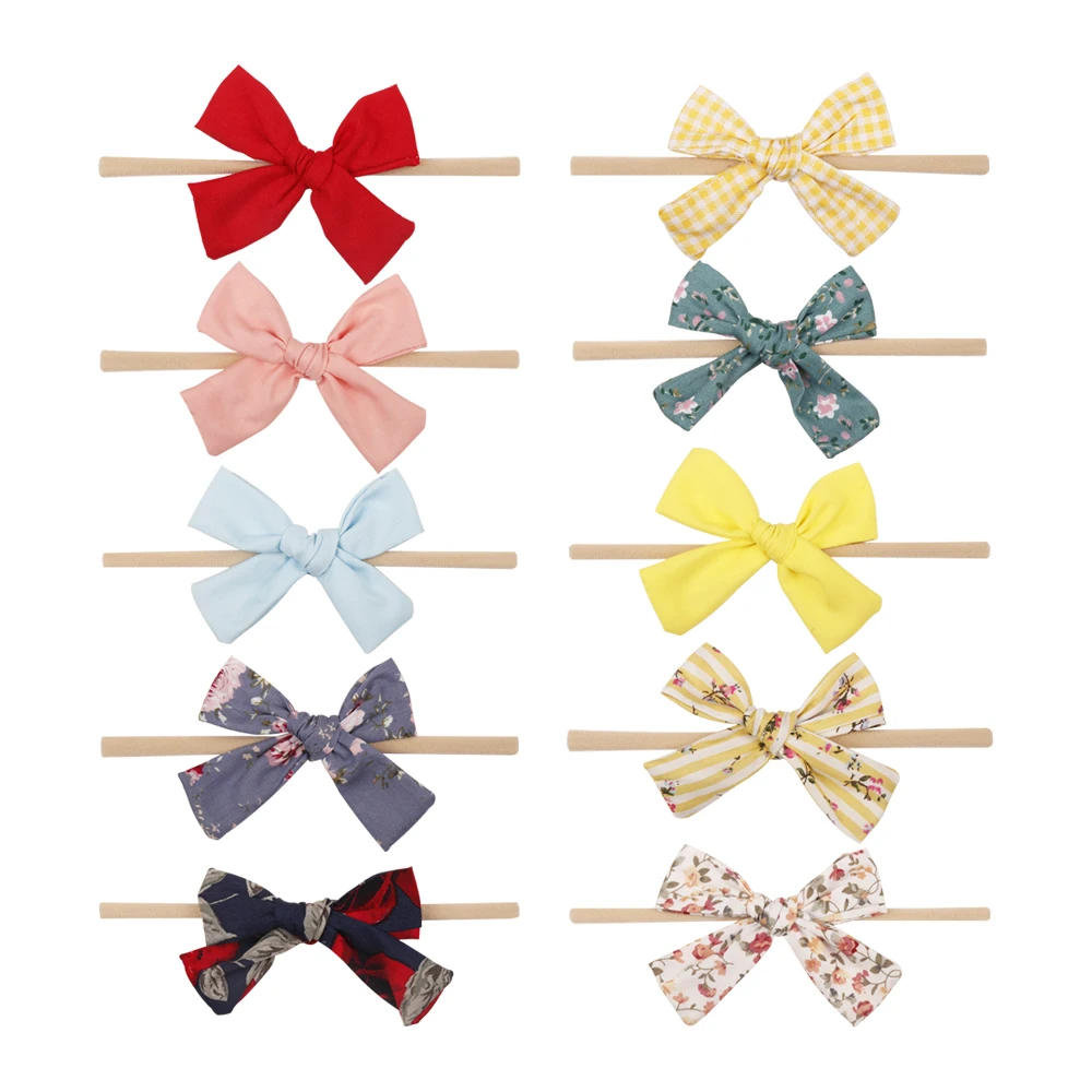 

Print Flower Baby Handbands For Girls Cotton Handmade Solid Elistic Stripe Bow Baby Handband Hairband Newborn Hair Accessiores